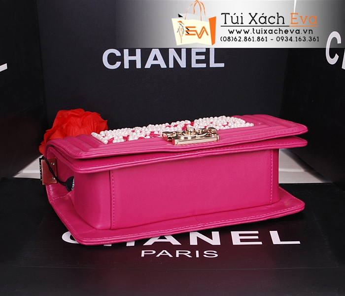 Túi Xách Chanel Boy Hoa Siêu Cấp Màu Hồng Đẹp 3